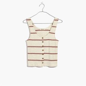 Madewell Cream and Red Striped Tank Top